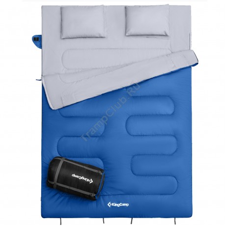 Двухместный спальник-одеяло с подушками KING CAMP 3143 OXYGEN 250D -3C (синий) - KS3143