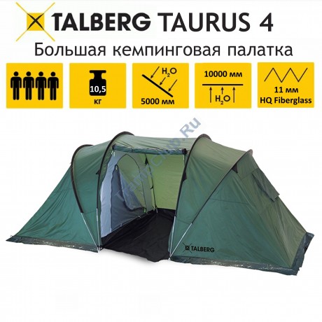 Палатка кемпинговая TALBERG TAURUS 4 (зеленый) - TLT-058