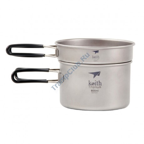 Набор титановой посуды Ultralight 2-piece CookSet 400, 800ml Keith Titanium (KFamily) - Ti6012