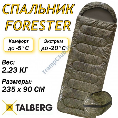  FORESTER -20°С спальный мешок (цифра -20С, левый) - TLS-008 -20