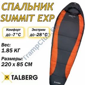 SUMMIT EXP -28°C спальный мешок (-28С, серый/оранжевый левый)