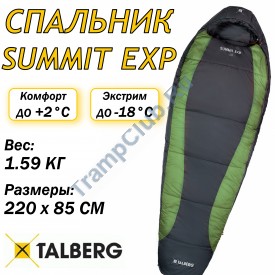 SUMMIT EXP -18°C спальный мешок (-18С, серый/зеленый левый)