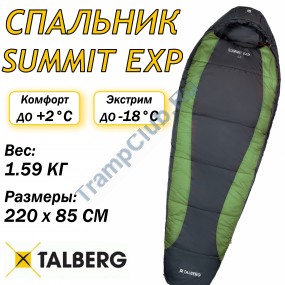 SUMMIT EXP -18°C спальный мешок (-18С, серый/зеленый правый)