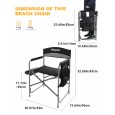 Кресло складное сталь 1904 Steel Director chair  (53х50х83см, черный-серый) - KC1904